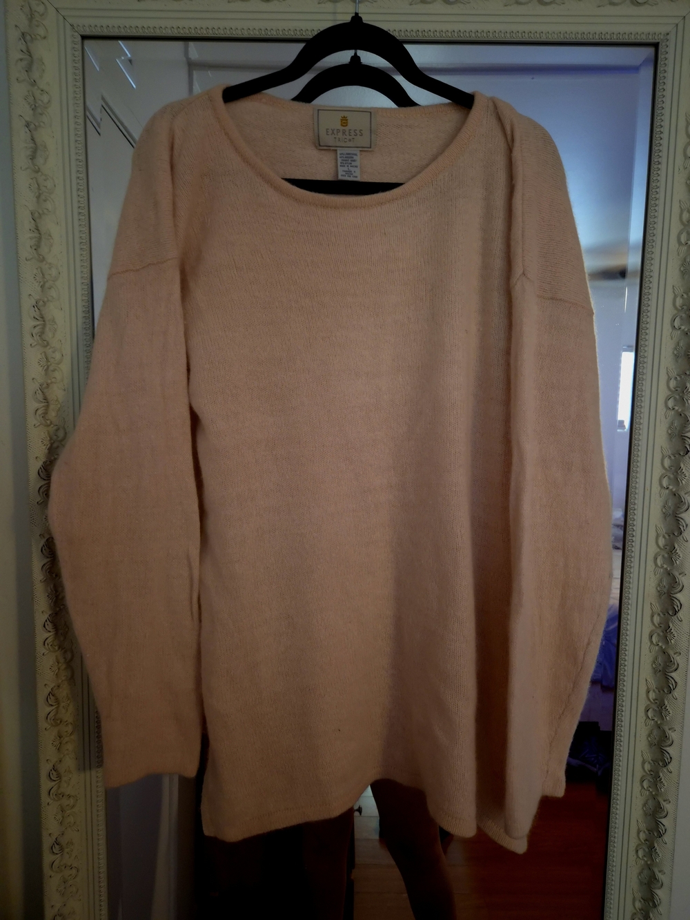 Vintage Express Tricot Lambswool Angora Blend Sweater L Peach